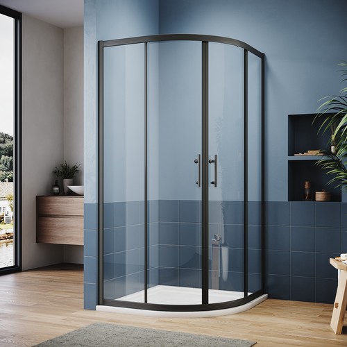 Black frame quadrant shower - black,