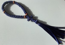 Handmade Orthodox Christian Prayer Rope 33 Knots with Cross DARK BLUE