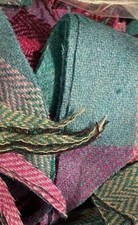 Harris Tweed Greeny Pink check 100% medium wool pcs mixture 0.9kg patchwork