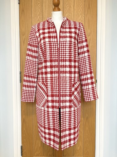 Women red check coat - m&s,