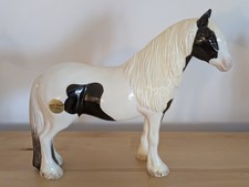 RARE BESWICK HORSE VANNER GYPSY COB BLACK AND WHITE. HAND PAINTED .SIGNATURE