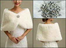 Women's ivory Faux Fur Cape
