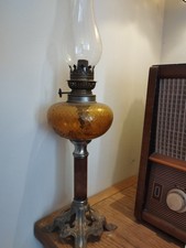 Beautiful Antique French Amber Oil Lamp