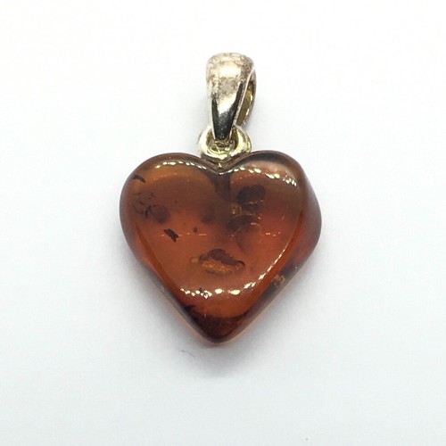 Amber heart pendant - heart,