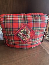 Vintage Tartan Tea Cosy Bonnie Scotland Embroidered Piper Padded Red