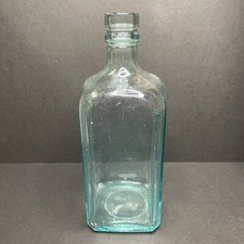 Antique c1920s 8.5" Blue Glass Absinthe Bottle Spirits Liquor Flask