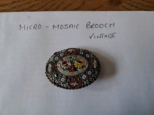 Vintage brooch micro mosaic - brooch,
