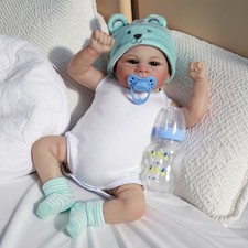 Real Lifelike Reborn Baby Dolls Vinyl Silicone Handmade Cute Newborn Boy Doll UK