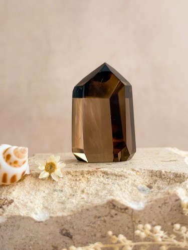 Smoky polished lemurian quartz - polished,