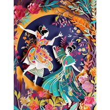 Dancing in a Forest Paper Kirigami Art Nouveau Huge Wall Art Poster Print Giant