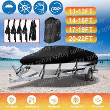 11-22FT Waterproof Boat Cover Speedboat Heavy Duty for V-Hull Marine 210D Oxford