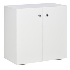 HOMCOM Freestanding Storage Cabinet w/ Two Shelves Wooden Sideboard - White