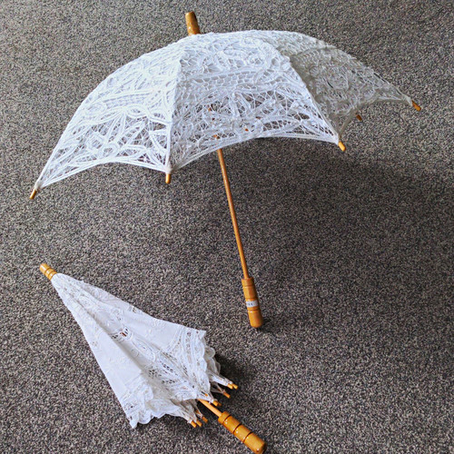 Laura white lace parasol - white,