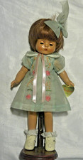 Vintage Effanbee Doll Pretty Blue Embroidered Dress Straight Hair Patsy Joan