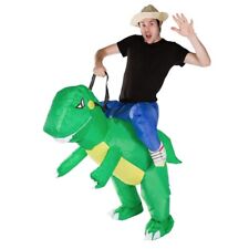 Adult Inflatable Green Dinosaur Ride On Costume Fancy Dress Stag Party One Size