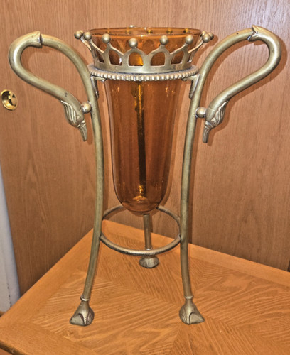 Vintage brass crane floor - crane,