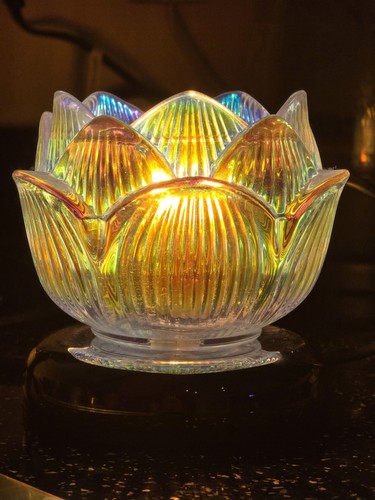 Iridescent glass lotus flower - iridescent,