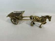 Brass Horse with Cart Model Heavy Vintage Collectable Decorative Piece