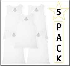 BOYS 5 PACK VESTS WHITE 100%