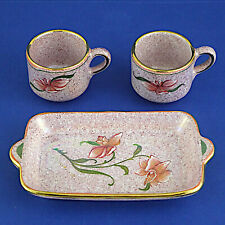 Vintage Deruta Italian Pimpernel Espresso Coffee Set - Two Cups  & Tray