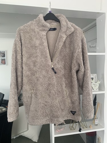 Ladies beige part zip fleece - beige,