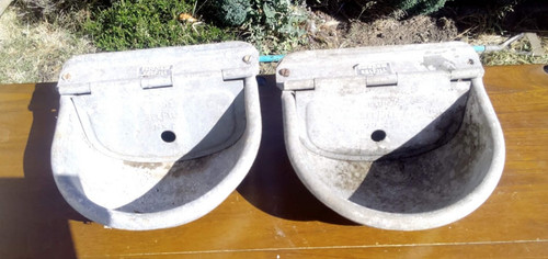 Pair galvanised drinkers - galvanised,