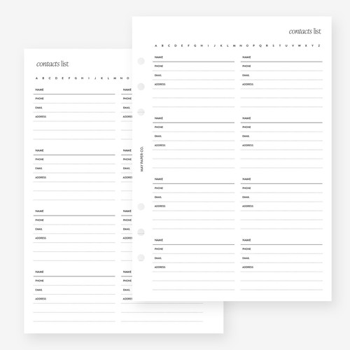 Contacts list planner - contacts,
