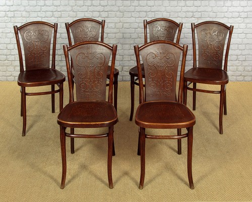 Antique set six bentwood - of,