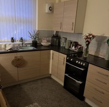 Brown & cream kitchen cupboard doors & drawers fronts NO hinges or handles VGC