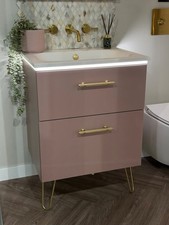 *EX-DISPLAY* CALYPSO AURELIA 600MM VANITY UNIT & BASIN - BLUSH PINK/GOLD