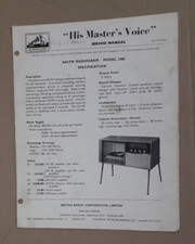 His Master's Voice  Model 2306  AM-FM  Radiogram HMV Service Manual
