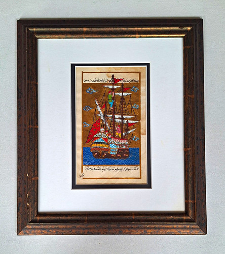 Framed hand painted ottoman - hand-painted,