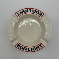 Vintage Bud Light Budweiser Ceramic Ashtray USA Tobacco Beer Advertising 5"