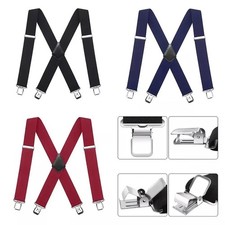 Mens Elasticated Heavy Duty Clip on Trouser Braces Adjustable Suspenders 50mm