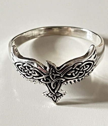 Sterling silver celtic raven - silver,