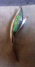Chrome Finish Abalone Shell Flower Bud Brooch  (2822)