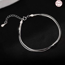 Genuine 925 Sterling Silver Ankle Bracelet Women Anklet Foot Jewelry Chain Beach