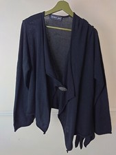 Barbara Speer Cardigan Black draped Asymmetric Size 2 UK 12-16 Statement Button 
