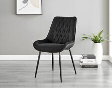 **Seconds** 2x Pesaro Black Velvet Luxury Dining Chairs Black Metal Leg Modern