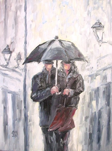 Umbrella original oil painting - oil,