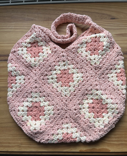 Handmade pink white crochet - &,