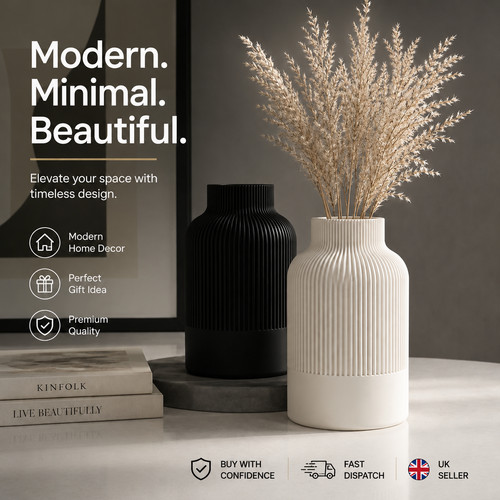 Printed ribbed vase - printed,