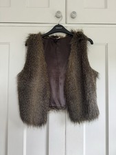 H&M Brown Faux Fur Gilet - Size 10