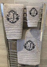 Personalised Damask Monogram Towels, 650 gms Facecloths, Hand & Bath Towels