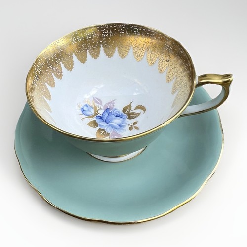 Aynsley blue cabbage rose - blue,