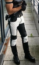 Men Real Leather Bikers Pants