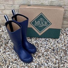 The Original Muck Boot Company Mudder Plain Toe Waterproof Navy Blue Boots UK 8