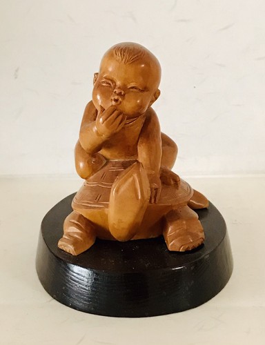 Chinese carved boxwood boy - chinese,