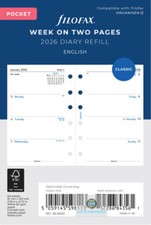 Filofax 2026 Pocket Diary - Week On Two Pages - Classic Refill - 68221