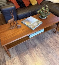 Mid-Century Teak Coffee Table with Shelf – Retro Minimalist Style